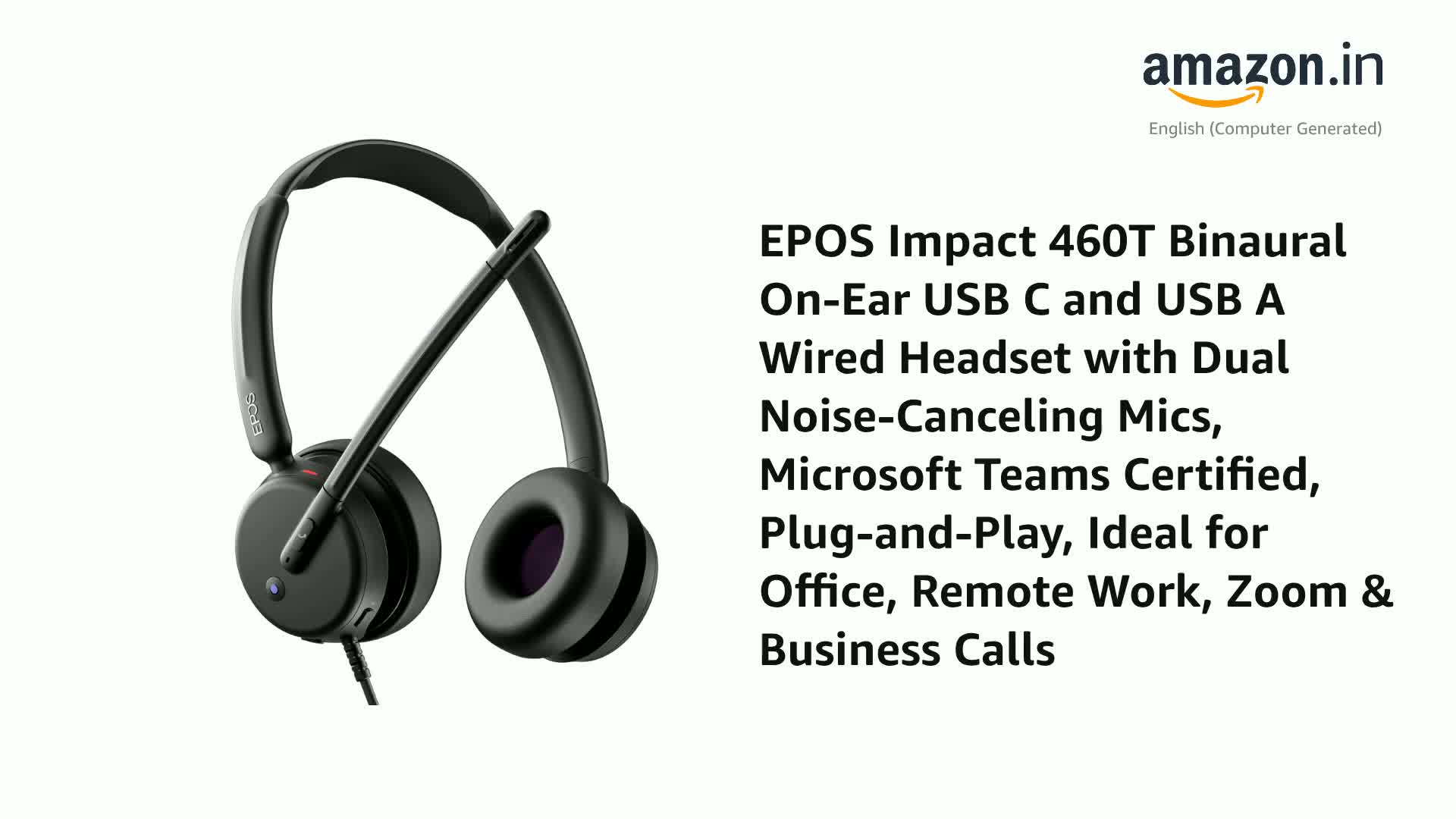 EPOS Impact 460T Binaural On-Ear USB C and USB A Wired Headset